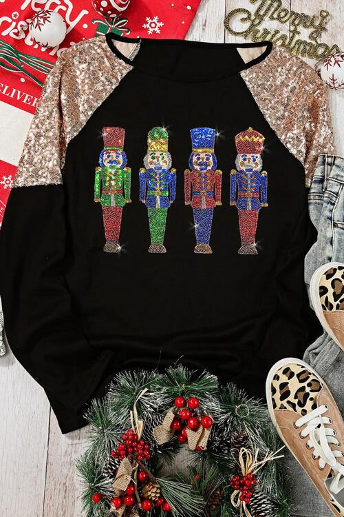 Sequin Nutcracker Long Sleeve Sweatshirt |1mrk.com