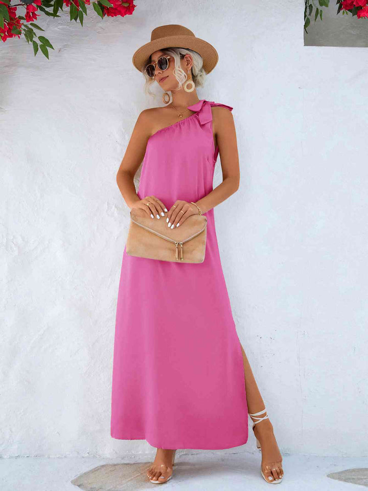 One-Shoulder Slit Maxi Dress |1mrk.com