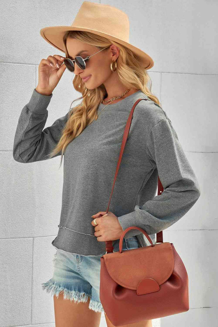 Side Slit Drop Shoulder Sweatshirt |1mrk.com