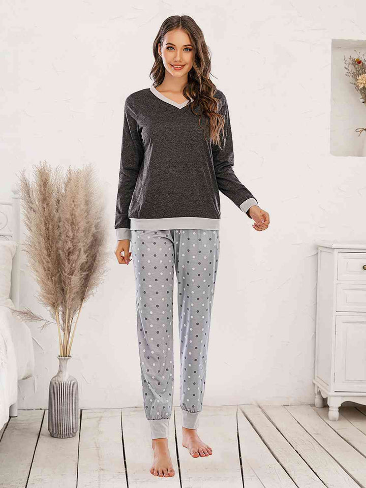 Long Sleeve Top and Polka Dot Pants Set | 1mrk.com