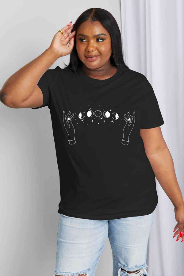 Simply Love Full Size Lunar Phase Graphic Cotton Tee | 1mrk.com