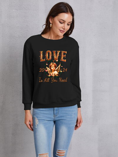 LOVE IS ALL YOU NEED Round Neck Sweatshirt | Trendsi