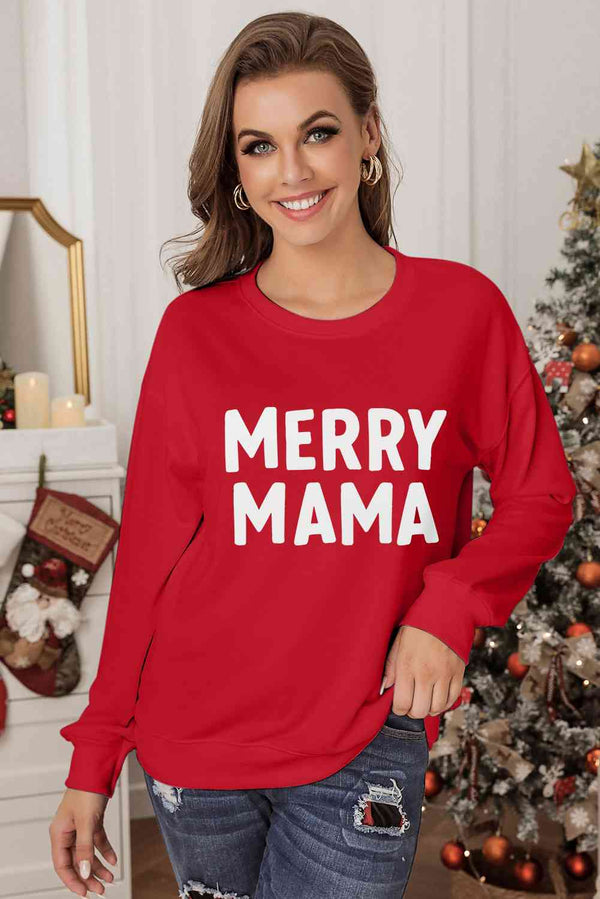 MERRY MAMA Graphic Round Neck Sweatshirt |1mrk.com