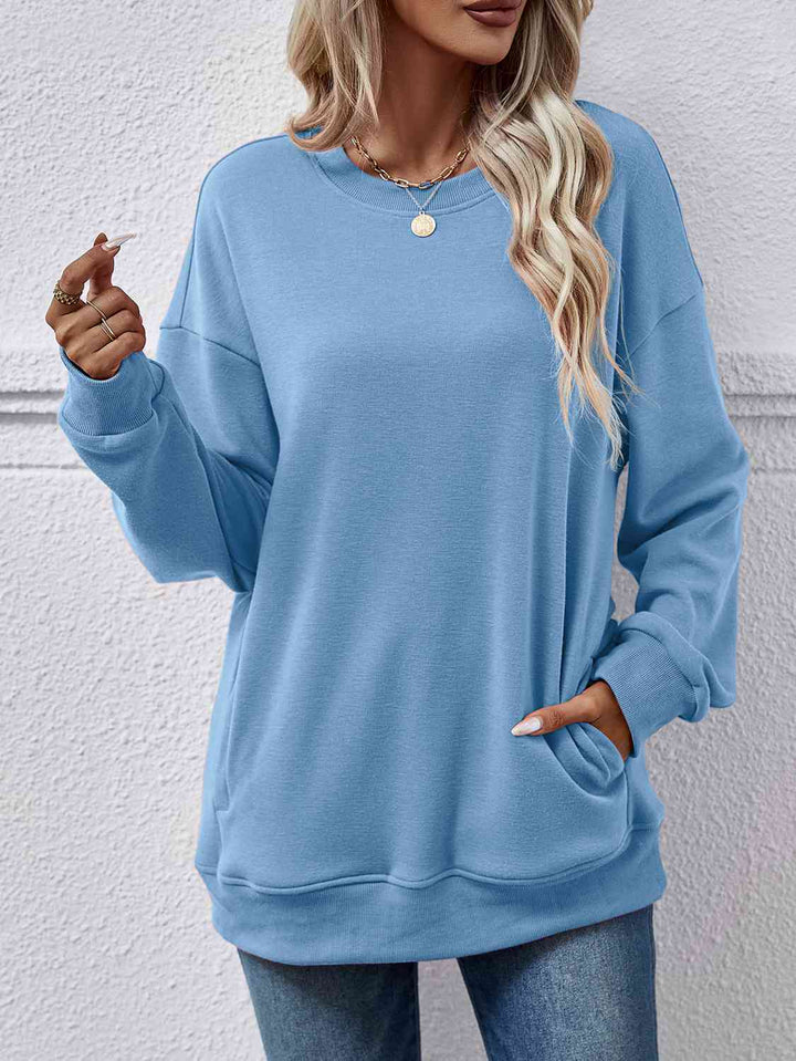 Dropped Shoulder Sweatshirt with Pockets |1mrk.com