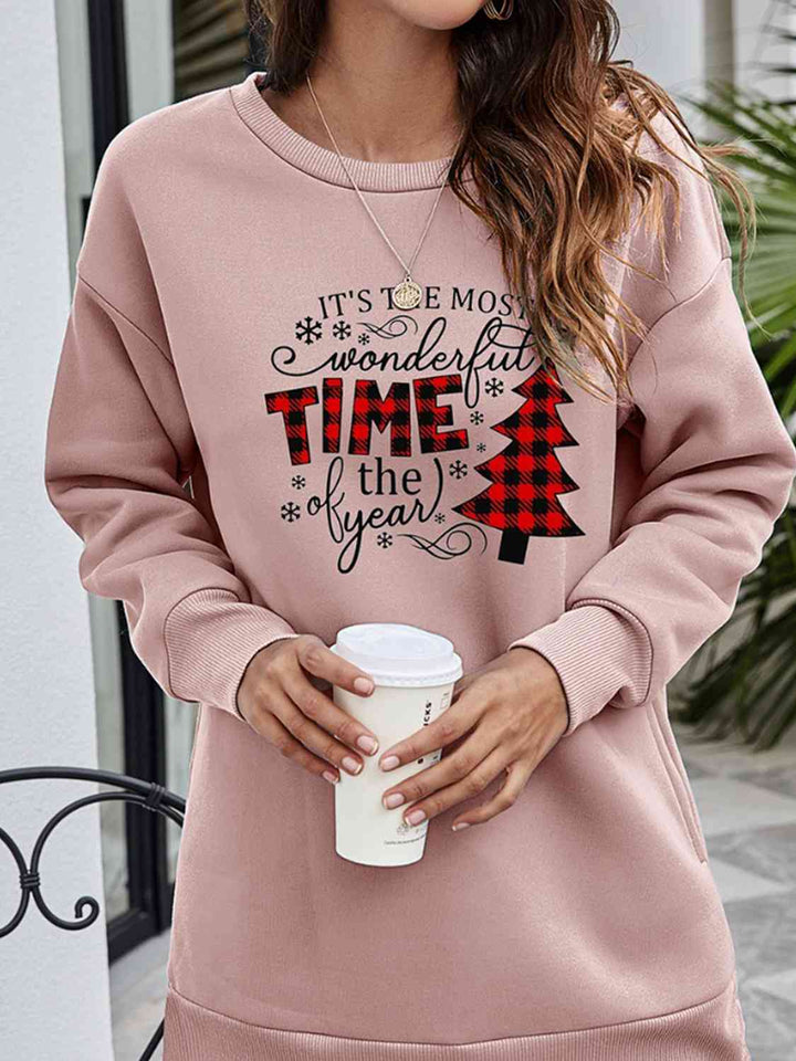 Christmas Tree Graphic Drop Shoulder Sweatshirt |1mrk.com