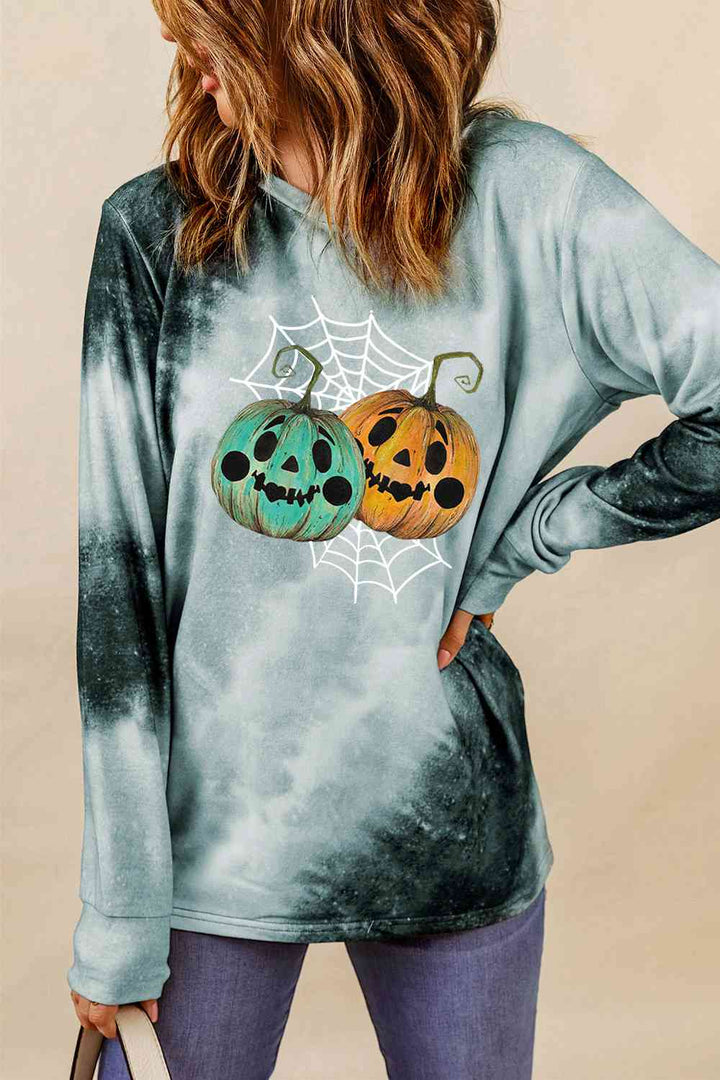 Round Neck Long Sleeve Halloween Graphic Sweatshirt |1mrk.com