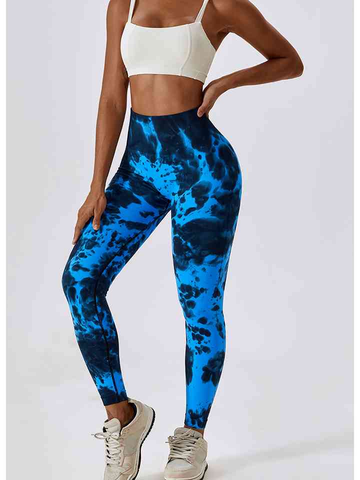 Tie Dye Wide Waistband Active Leggings |1mrk.com