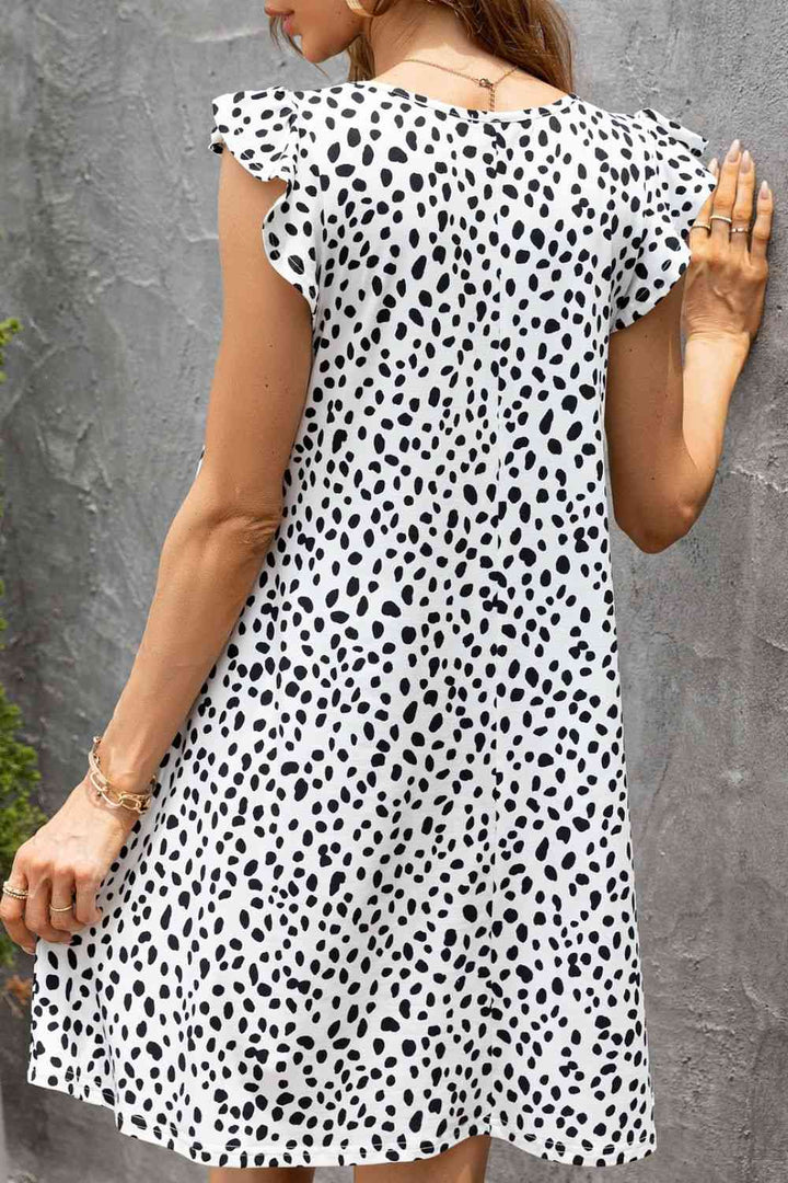 Butterfly Sleeve Round Neck Dress |1mrk.com