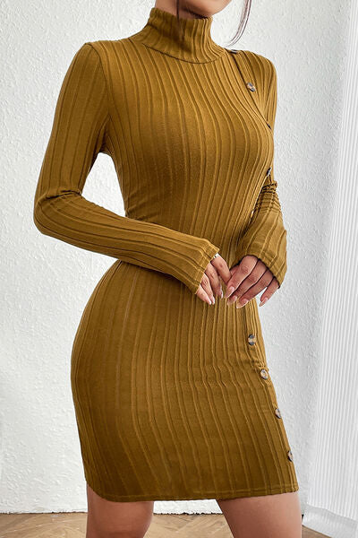 Turtleneck Long Sleeve Mini Dress |1mrk.com