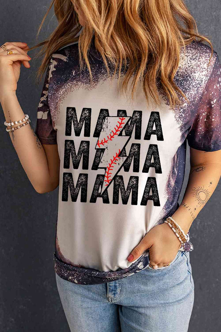 Printed MAMA Graphic Round Neck Tee | 1mrk.com