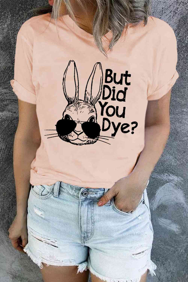 Easter Rabbit Graphic Round Neck Tee Shirt | 1mrk.com