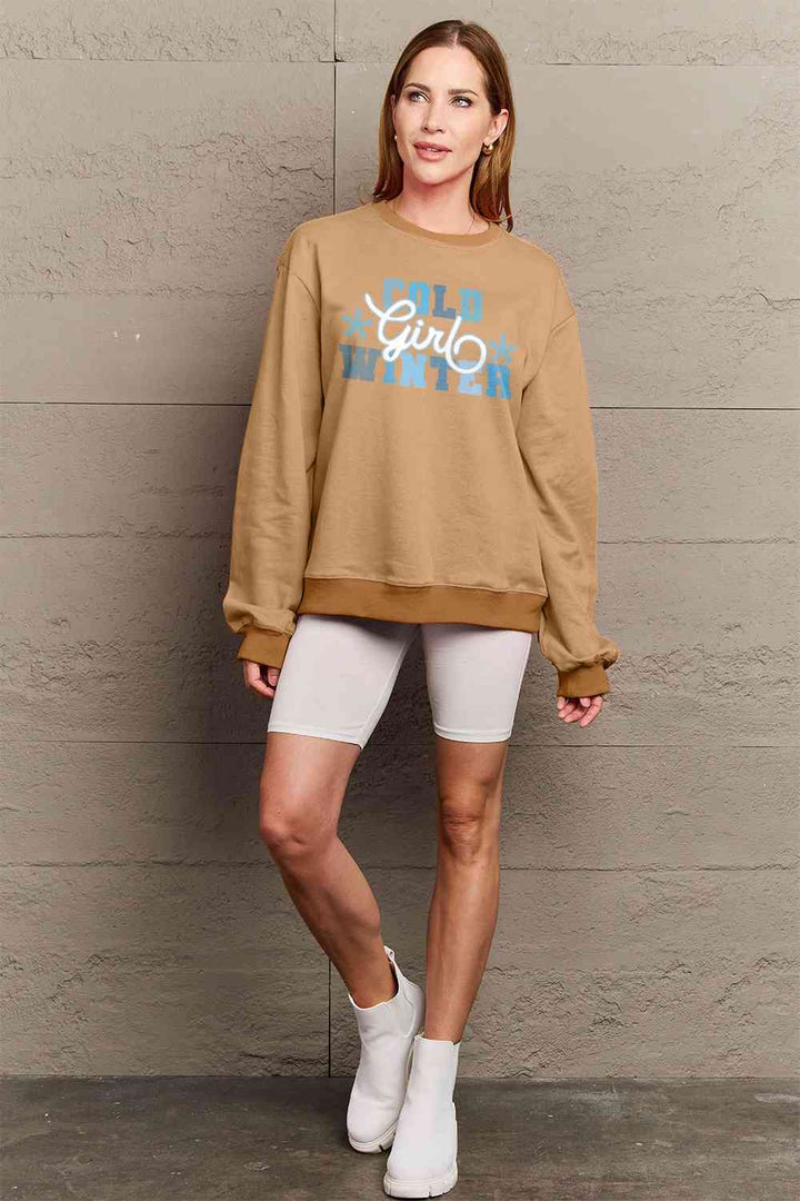 Simply Love Full Size COLD WINTER Graphic Long Sleeve Sweatshirt |1mrk.com