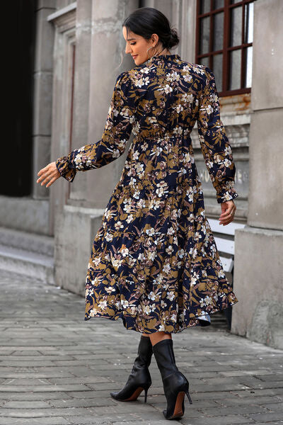 Floral Flounce Sleeve Tiered Dress | 1mrk.com