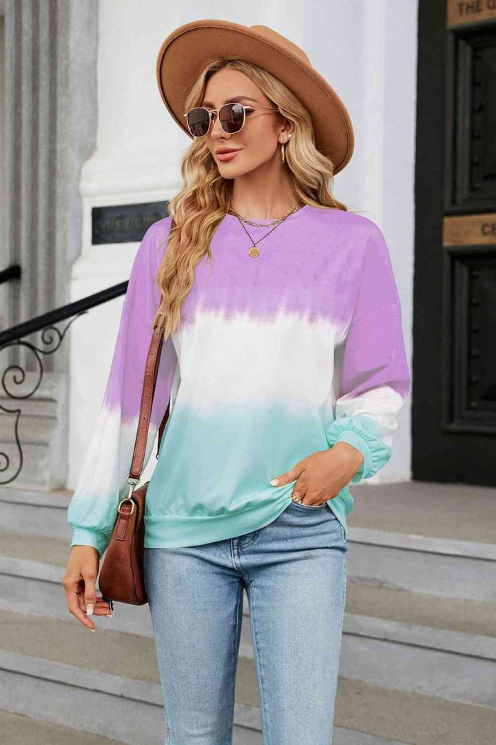 Gradient Round Neck Long Sleeve Sweatshirt |1mrk.com