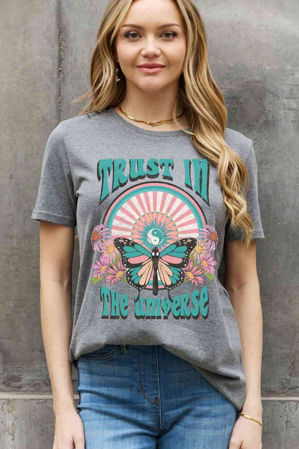 Simply Love Full Size TRUST IN THE UNIVERSE Graphic Cotton Tee | 1mrk.com