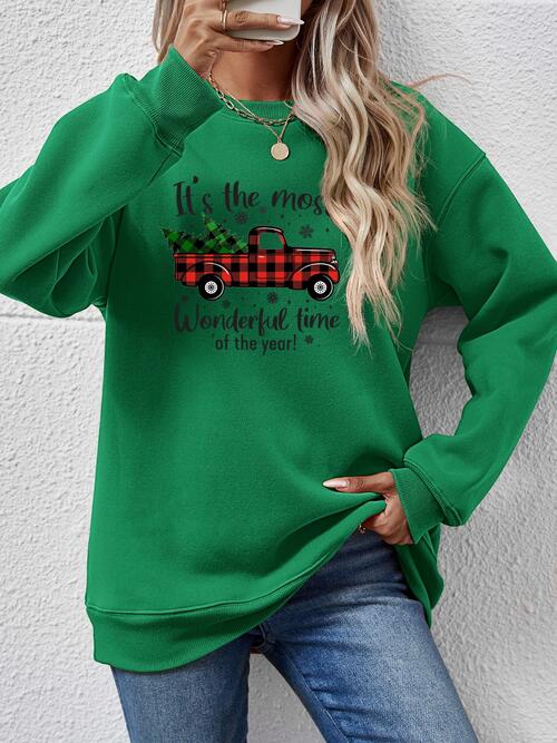 Graphic Round Neck Long Sleeve Sweatshirt |1mrk.com