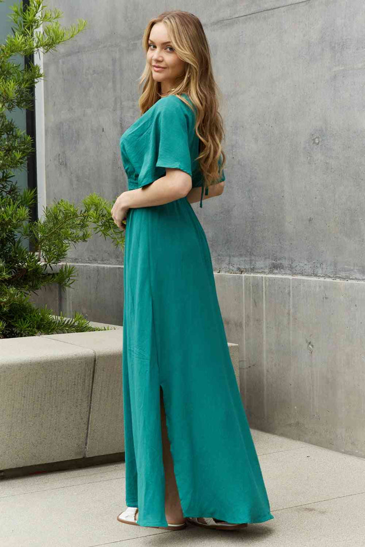 ODDI Full Size Woven Wrap Maxi Dress | 1mrk.com