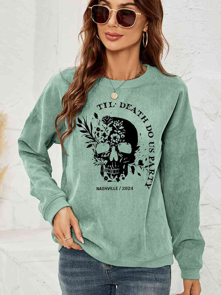 Skull Graphic Dropped Shoulder Sweatshirt |1mrk.com