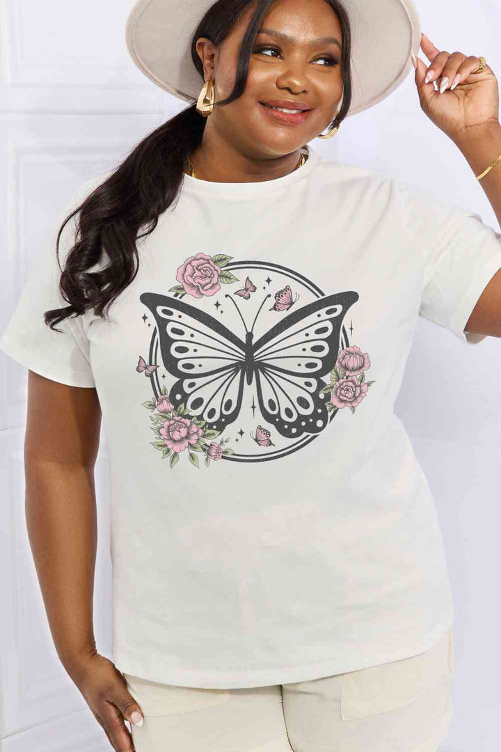 Simply Love Simply Love Full Size Butterfly Graphic Cotton Tee | 1mrk.com