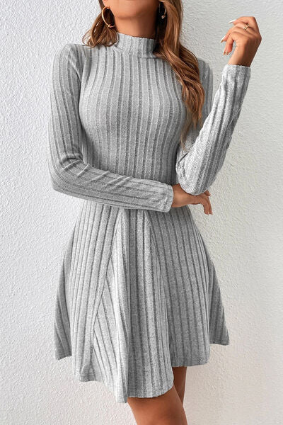 Mock Neck Long Sleeve Mini Dress |1mrk.com