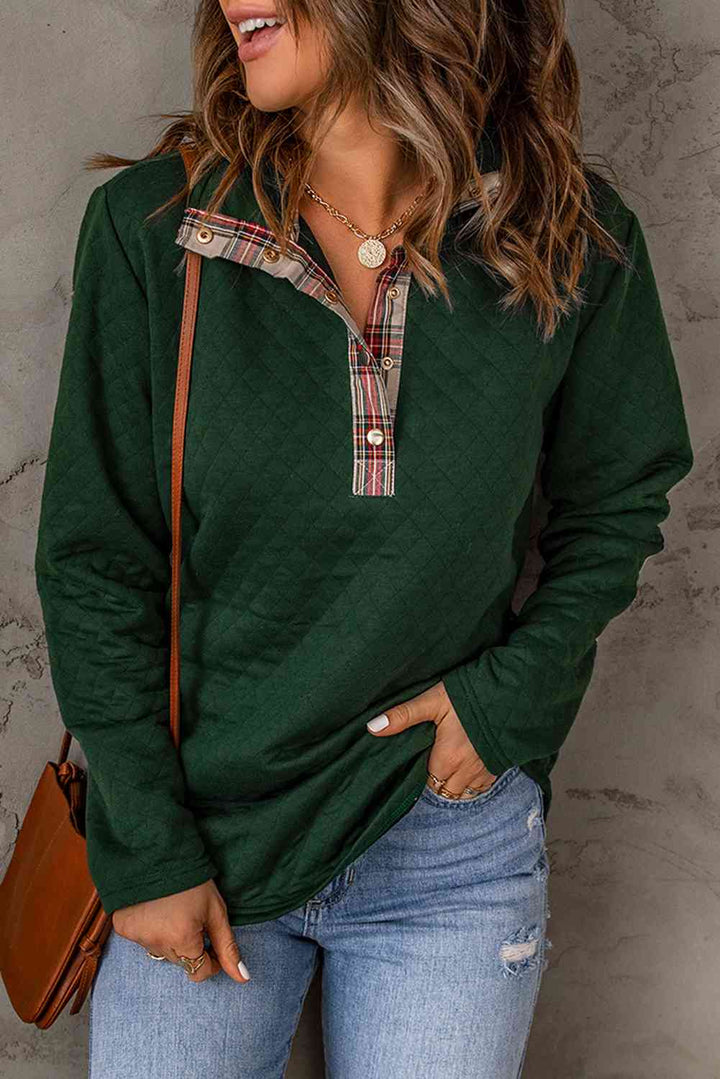 Plaid Snap Down Sweatshirt |1mrk.com