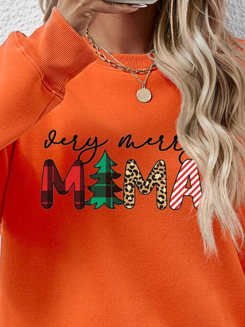 Letter Graphic Round Neck Long Sleeve Sweatshirt |1mrk.com