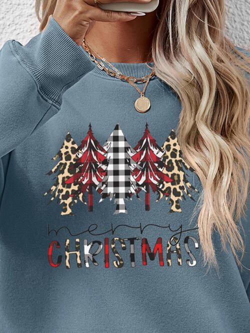 MERRY CHRISTMAS Round Neck Long Sleeve Sweatshirt |1mrk.com