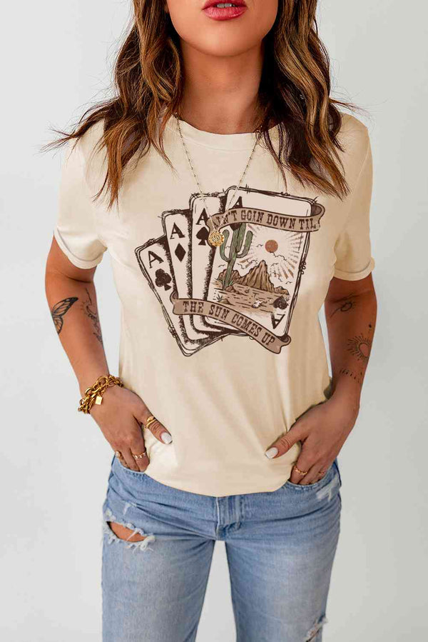 Poker Graphic Round Neck T-Shirt | 1mrk.com