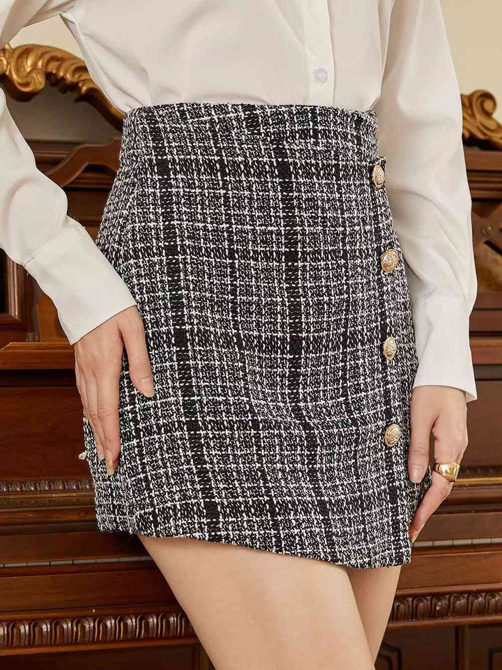 High Waist Buttoned Mini Skirt |1mrk.com