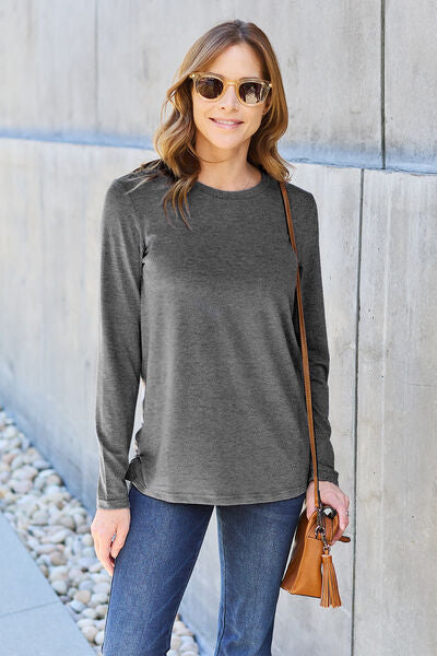 Basic Bae Full Size Round Neck Long Sleeve Top | 1mrk.com