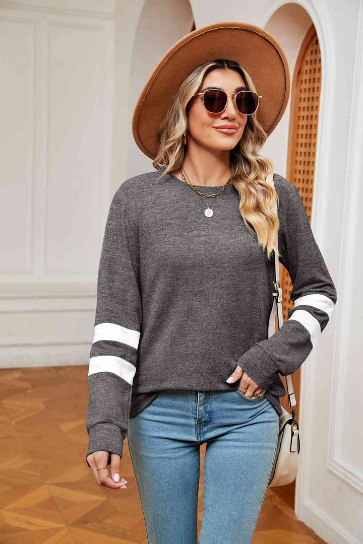 Round Neck Long Sleeve Top | 1mrk.com