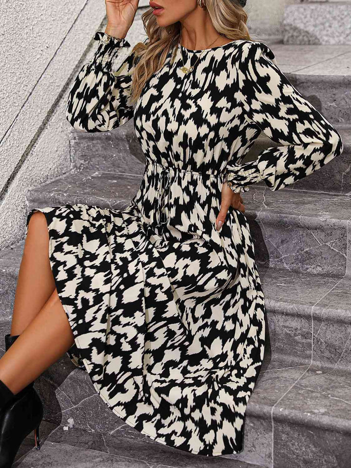 Leopard Long Sleeve Midi Dress |1mrk.com