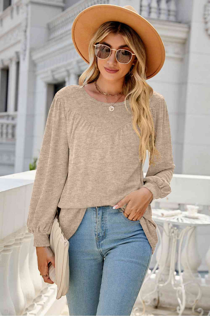 Round Neck Long Sleeve Top | 1mrk.com