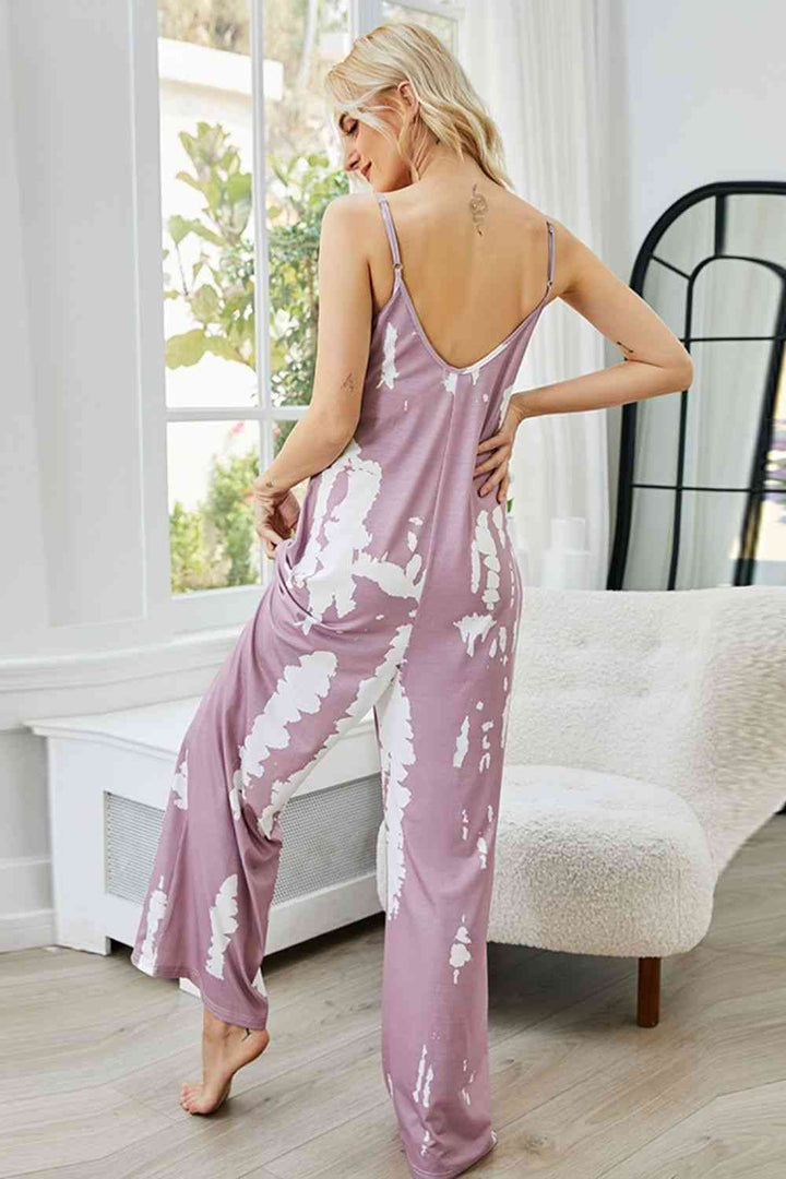 Tie-Dye Spaghetti Strap Jumpsuit with Pockets | 1mrk.com