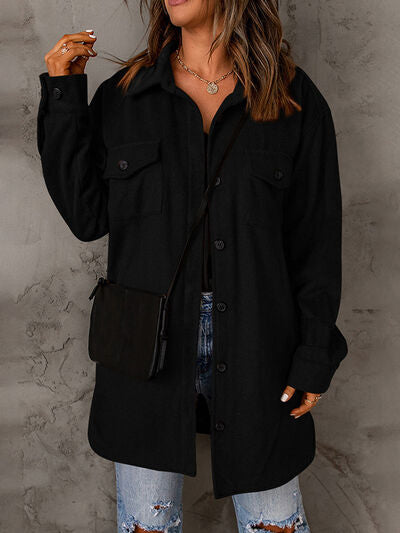 Drop Shoulder Button Down Collared Coat | 1mrk.com