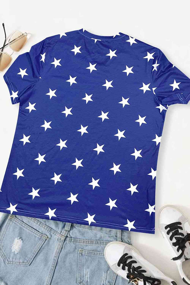 V-Neck Short Sleeve US Flag T-Shirt | 1mrk.com