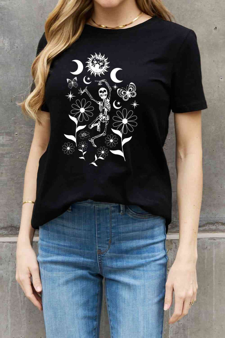 Simply Love Full Size Skeleton Graphic Cotton Tee | 1mrk.com