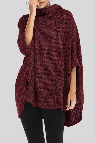 Turtleneck Batwing Sleeve Sweater |1mrk.com