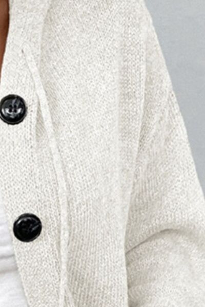 Drawstring Button Up Hooded Cardigan |1mrk.com