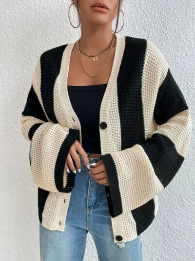 Striped Button Up Cardigan | Trendsi