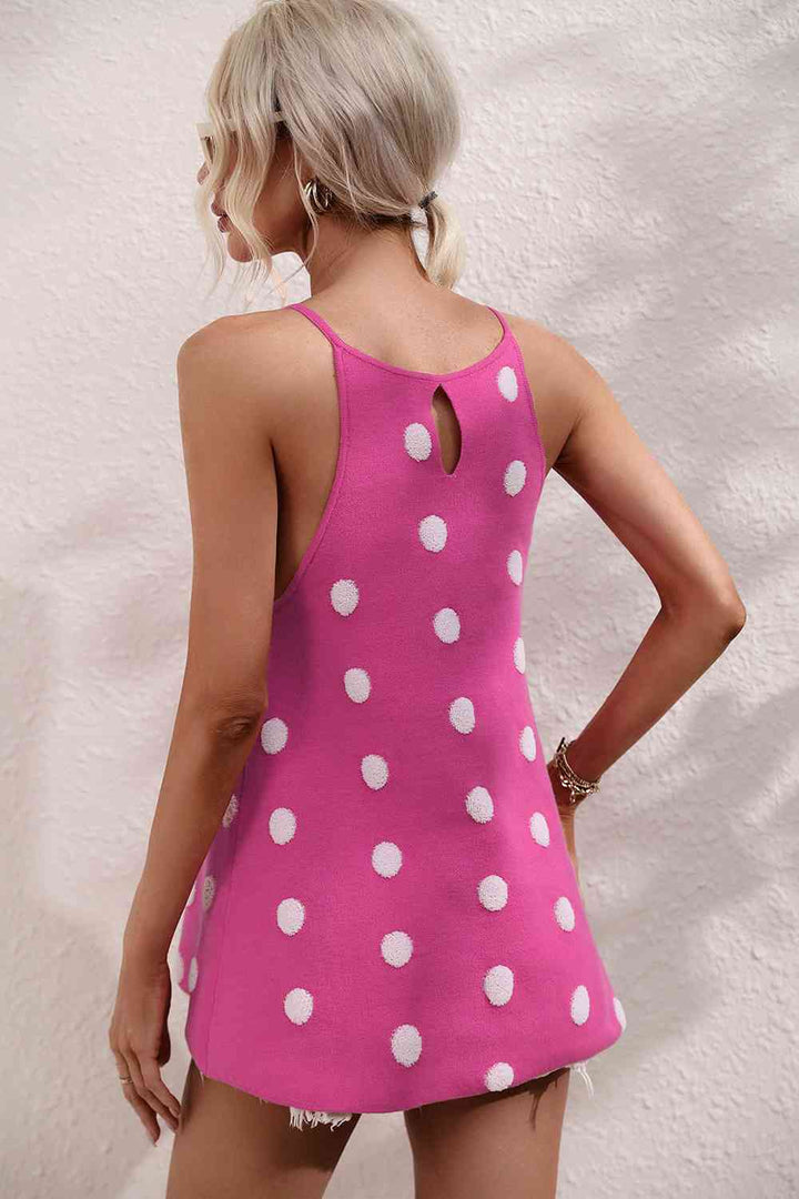 Polka Dot Round Neck Knit Tank | 1mrk.com