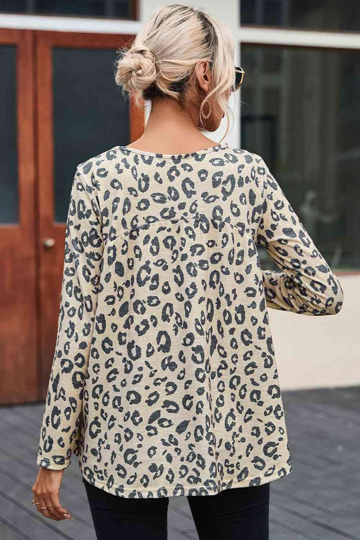 Leopard Crisscross V-Neck T-Shirt | 1mrk.com