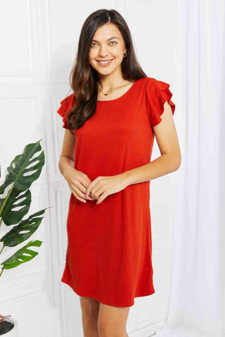 Zenana Living Life Full Size Layered Ruffle Sleeve Dress | 1mrk.com