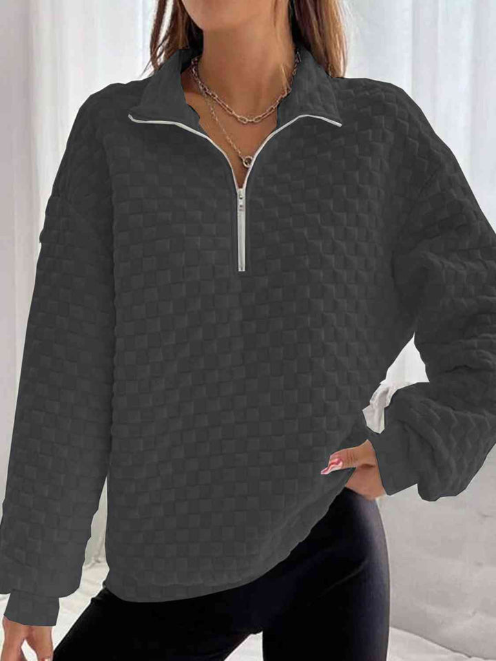 Half Zip Collared Neck Sweatshirt |1mrk.com