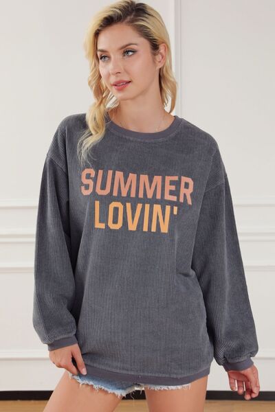 SUMMER LOVIN Graphic Textured Pullover Sweatshirt |1mrk.com