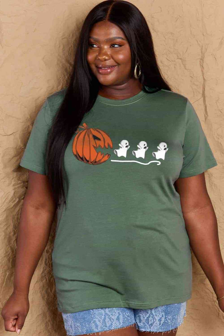 Simply Love Full Size Jack-O'-Lantern Graphic Cotton T-Shirt | 1mrk.com