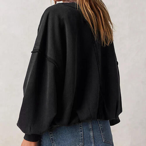 Exposed Seam Dropped Shoulder Sweatshirt |1mrk.com