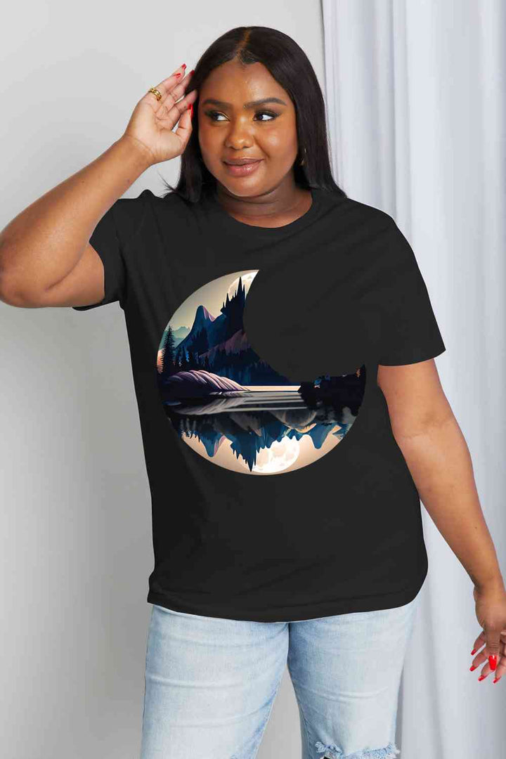 Simply Love Full Size Moon Graphic Cotton Tee | 1mrk.com