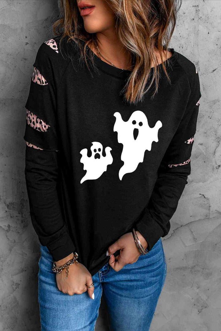 Ghost Graphic Round Neck Sweatshirt |1mrk.com