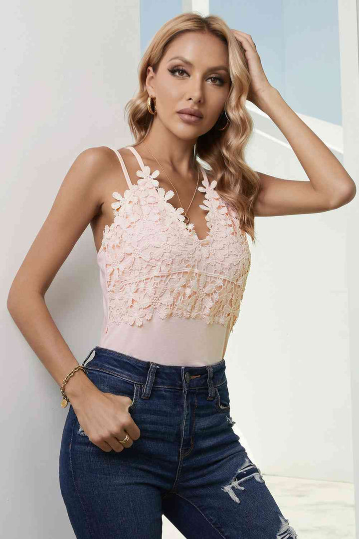 Lace Double Spaghetti Strap Cami Top | 1mrk.com